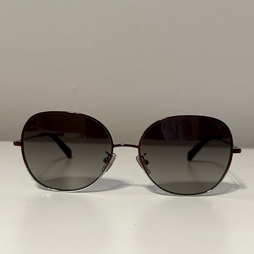 Coach Women's HC7108 934111 Burgundy/Silver Round Sunglasses 57mm With Case